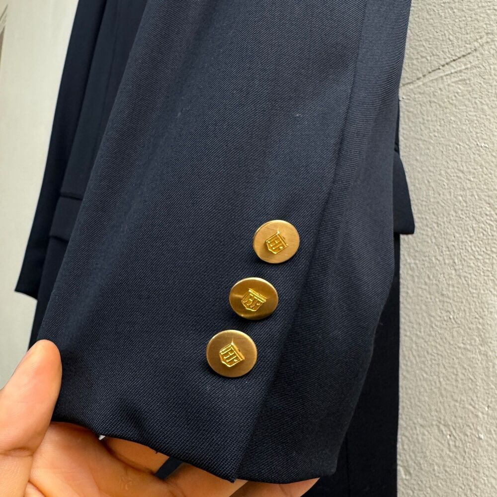 Hickey Freeman Men Navy Blazer 41R Slim Wool Cashmere Gold Button USA